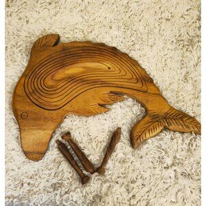 Wooden Collapsible Dolphin Bowl, Set of 2